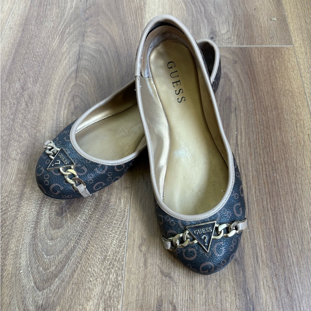 Guess Brown and Gold Loafers with Elegant Detailing